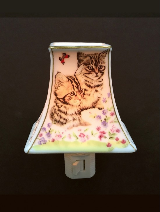 Porcelain Kitten Lampshade Night Light with Gift Box